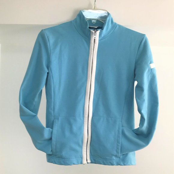 Ann Taylor LOFT Powder Blue Zipper Jacket, Size XS - Picture 2 of 10